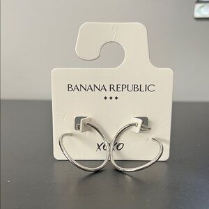 Banana Republic Shiny Silver Hoop Earrings